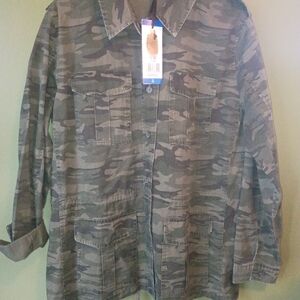 Buffalo David Bitton Olive Green Camouflage Shirt Jacket